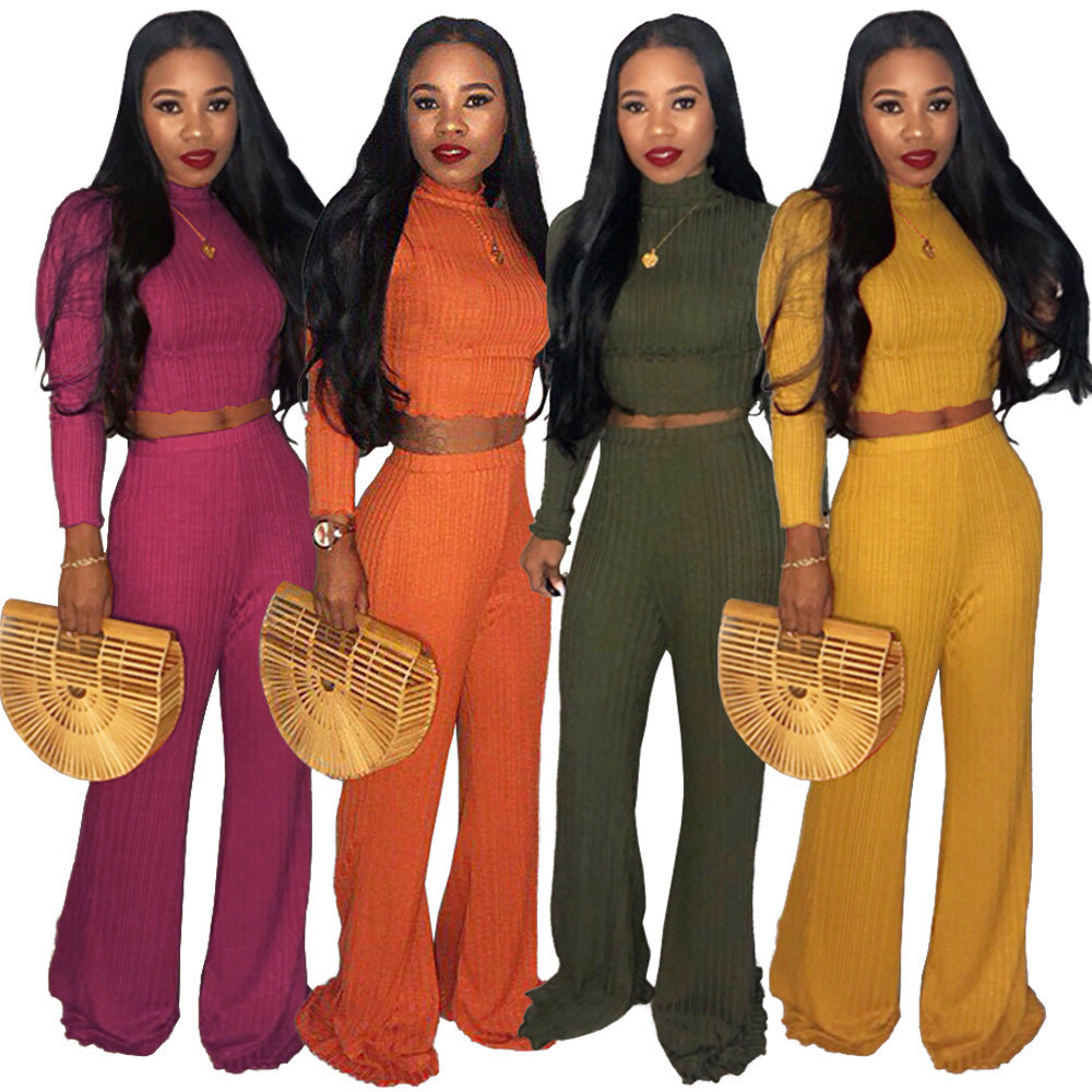 Midriff Outfit Wide Leg Pants