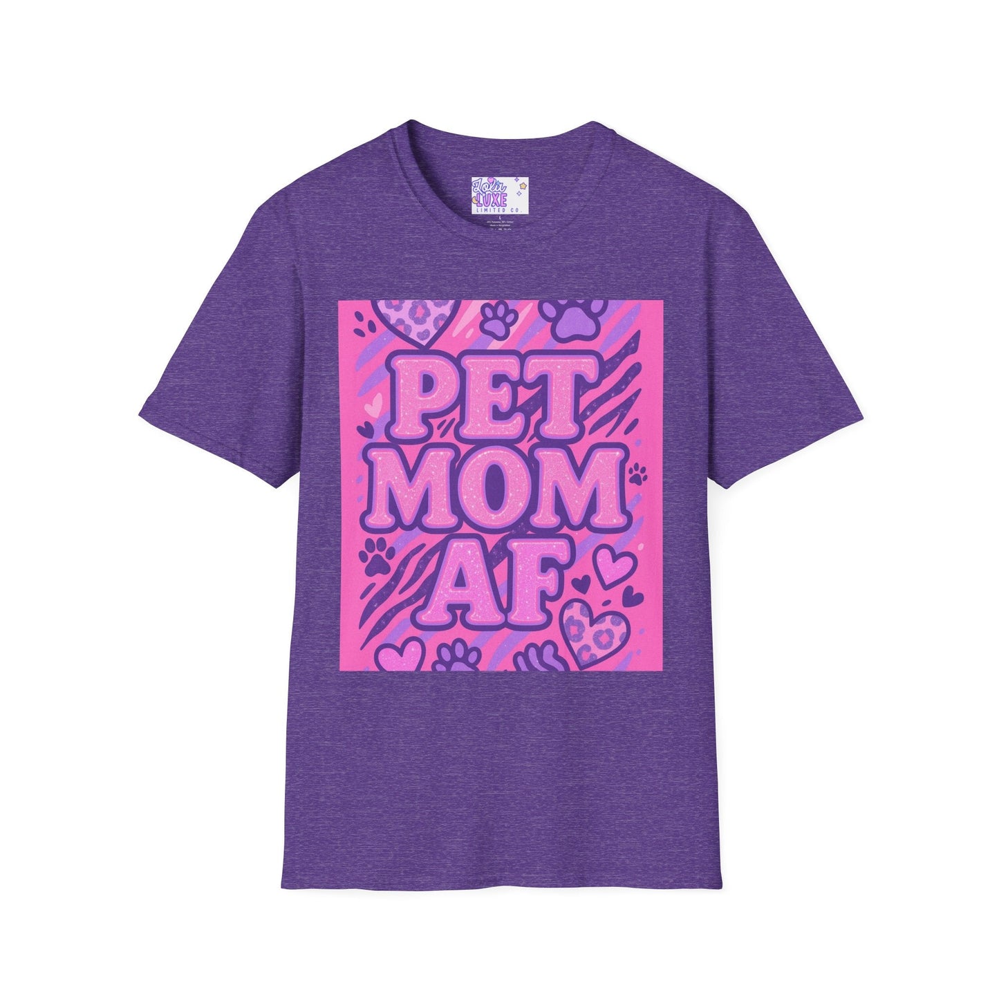 Pet Mom AF Unisex Softstyle Glam Tee - Cute Animal Lover Gift