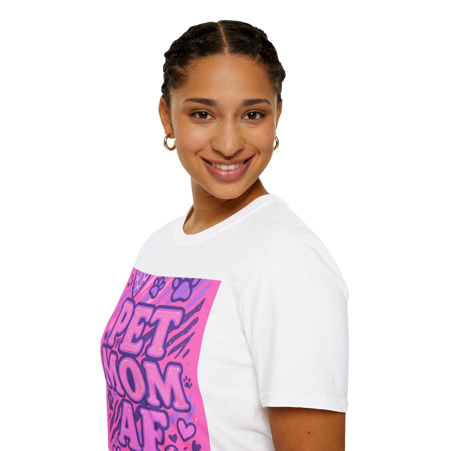 Pet Mom AF Unisex Softstyle Glam Tee - Cute Animal Lover Gift