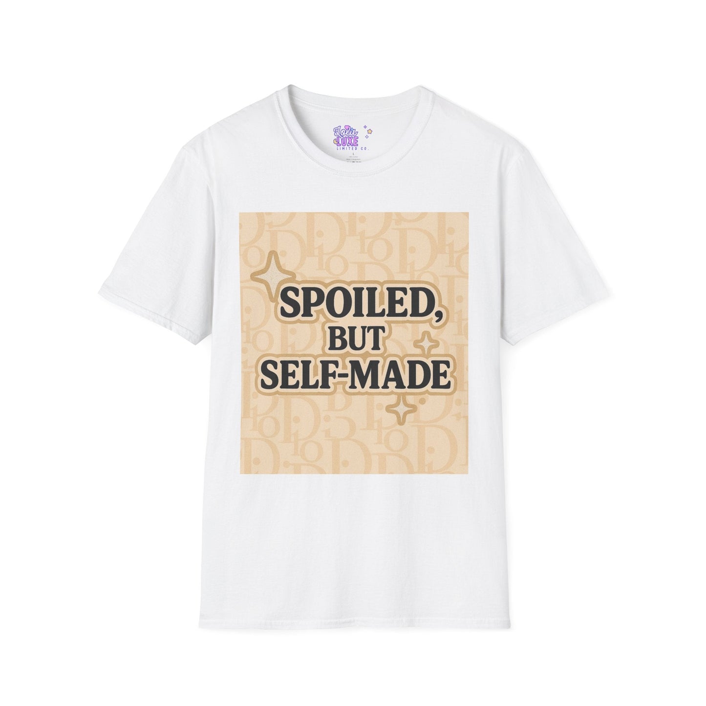 Spoiled, but Self-Made Unisex Softstyle Glam Tee
