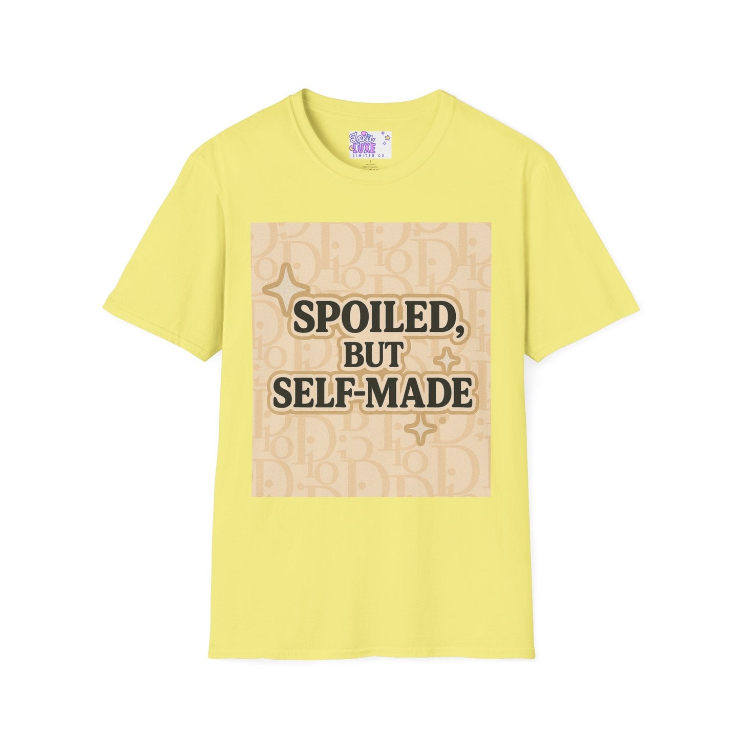 Spoiled, but Self-Made Unisex Softstyle Glam Tee