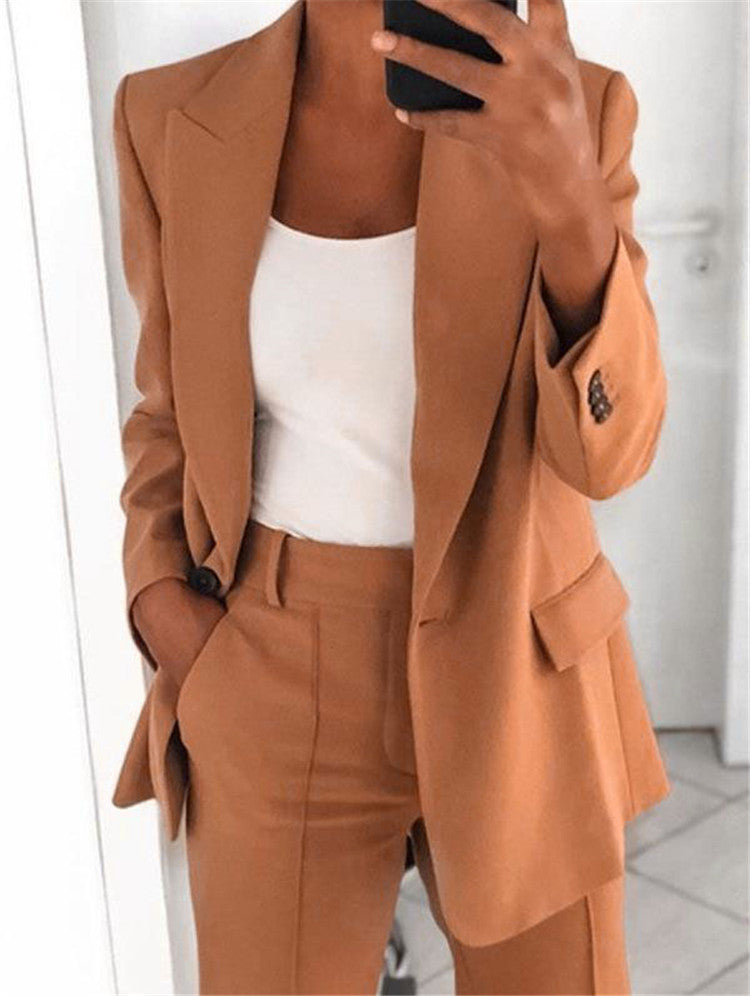 Lapel Blazer Jacket & Slim-fit Pocket Trousers