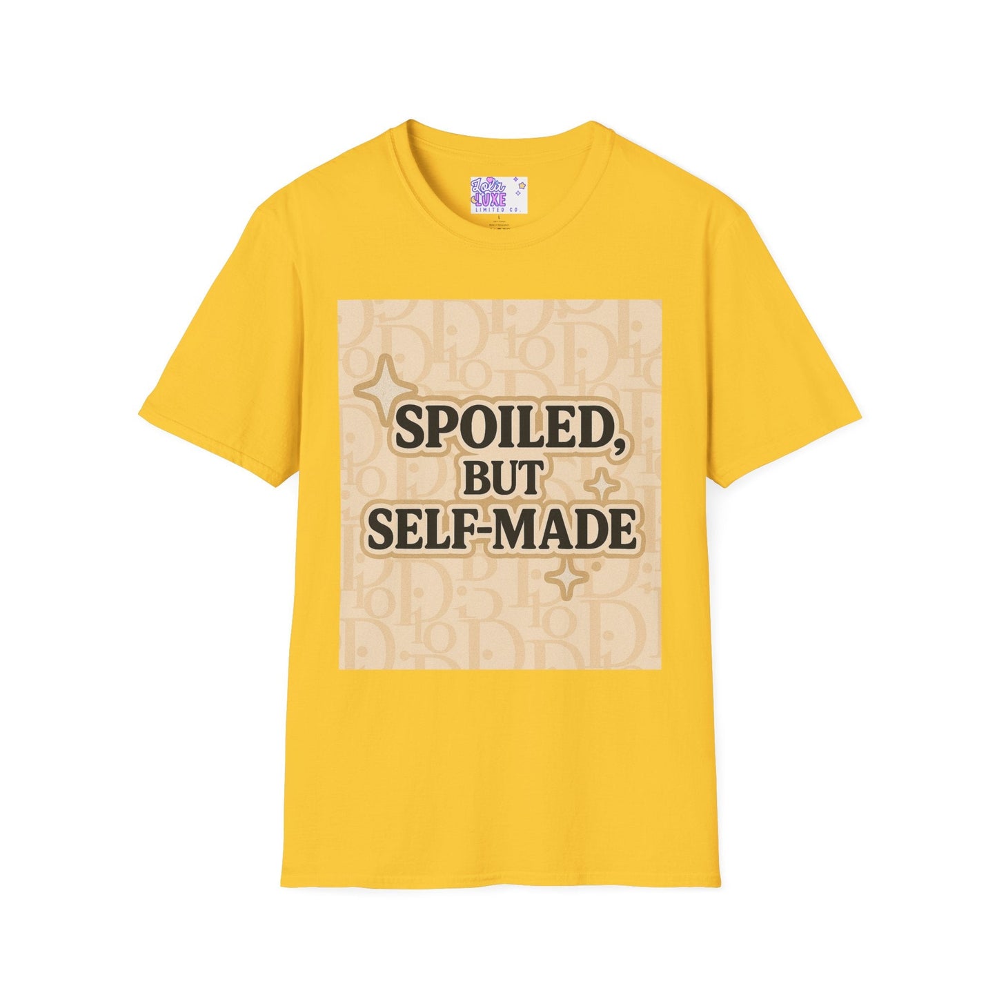 Spoiled, but Self-Made Unisex Softstyle Glam Tee