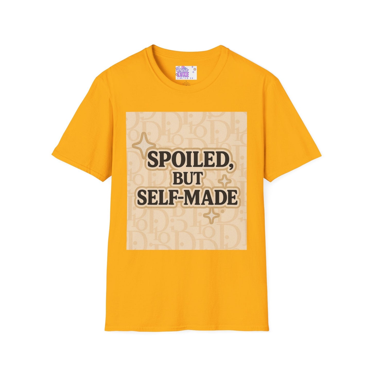 Spoiled, but Self-Made Unisex Softstyle Glam Tee