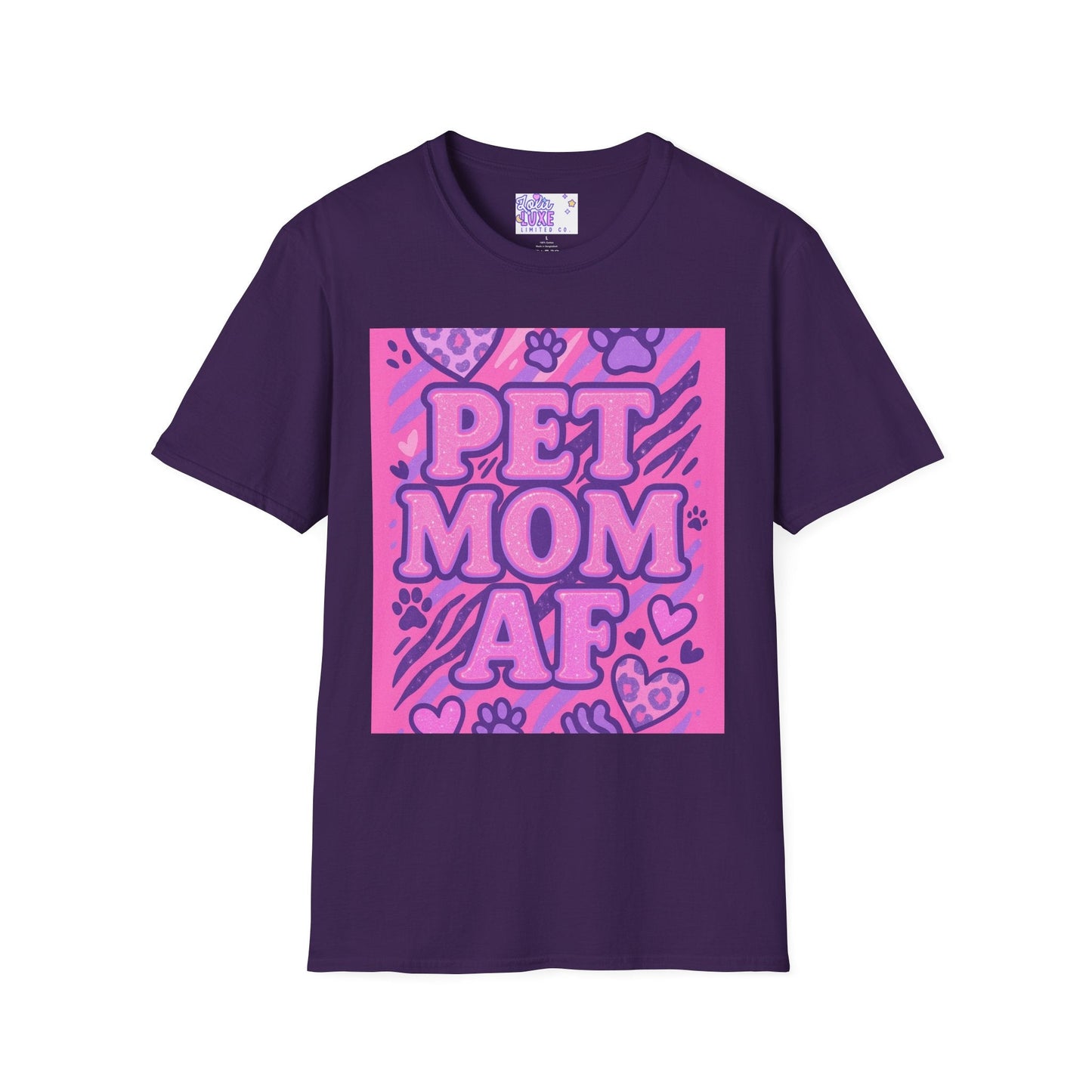 Pet Mom AF Unisex Softstyle Glam Tee - Cute Animal Lover Gift