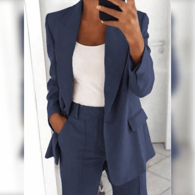 Lapel Blazer Jacket & Slim-fit Pocket Trousers
