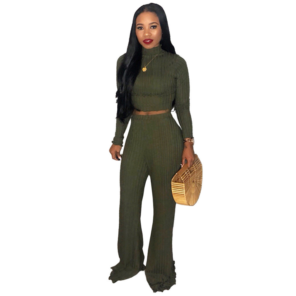 Midriff Outfit Wide Leg Pants