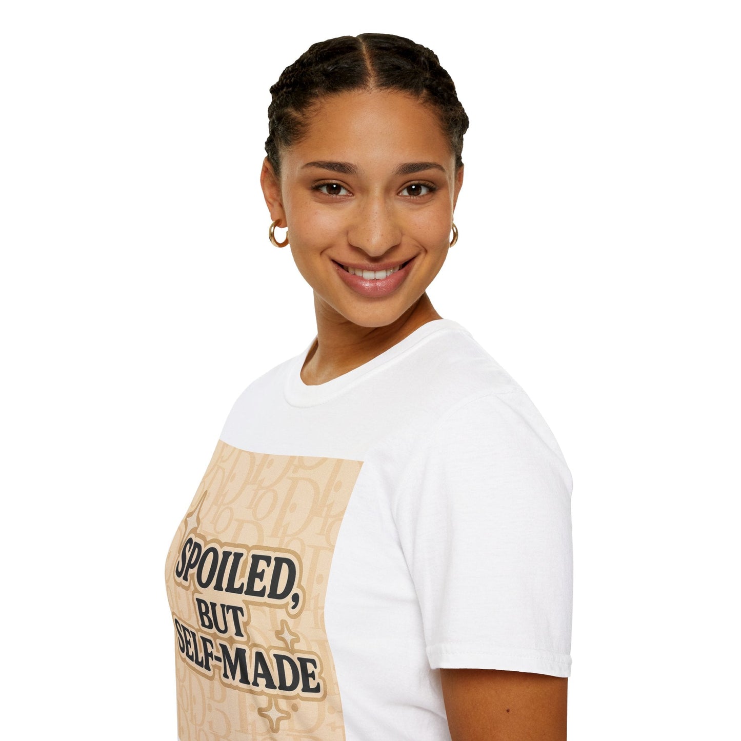 Spoiled, but Self-Made Unisex Softstyle Glam Tee
