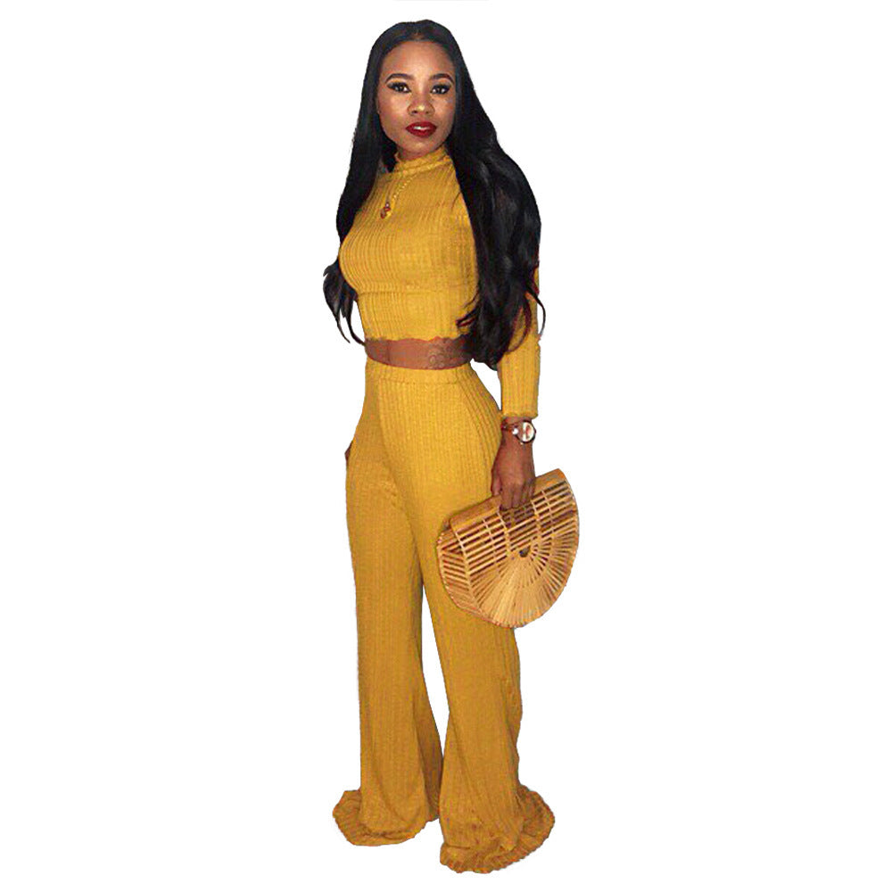 Midriff Outfit Wide Leg Pants