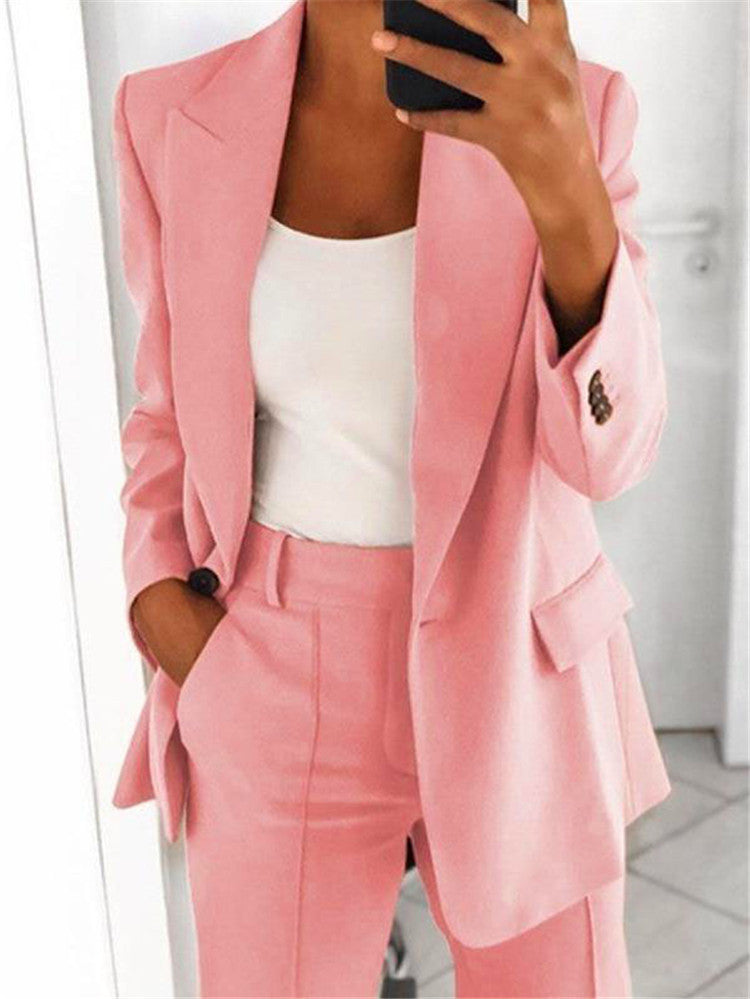 Lapel Blazer Jacket & Slim-fit Pocket Trousers