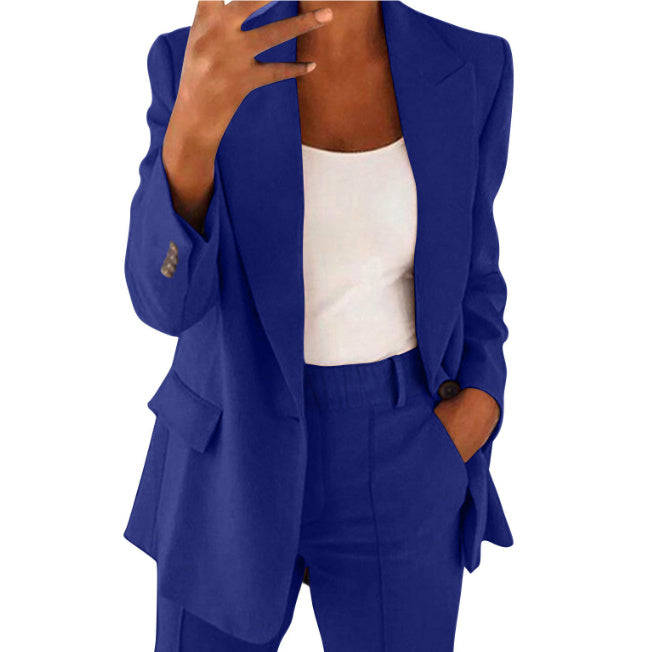 Lapel Blazer Jacket & Slim-fit Pocket Trousers
