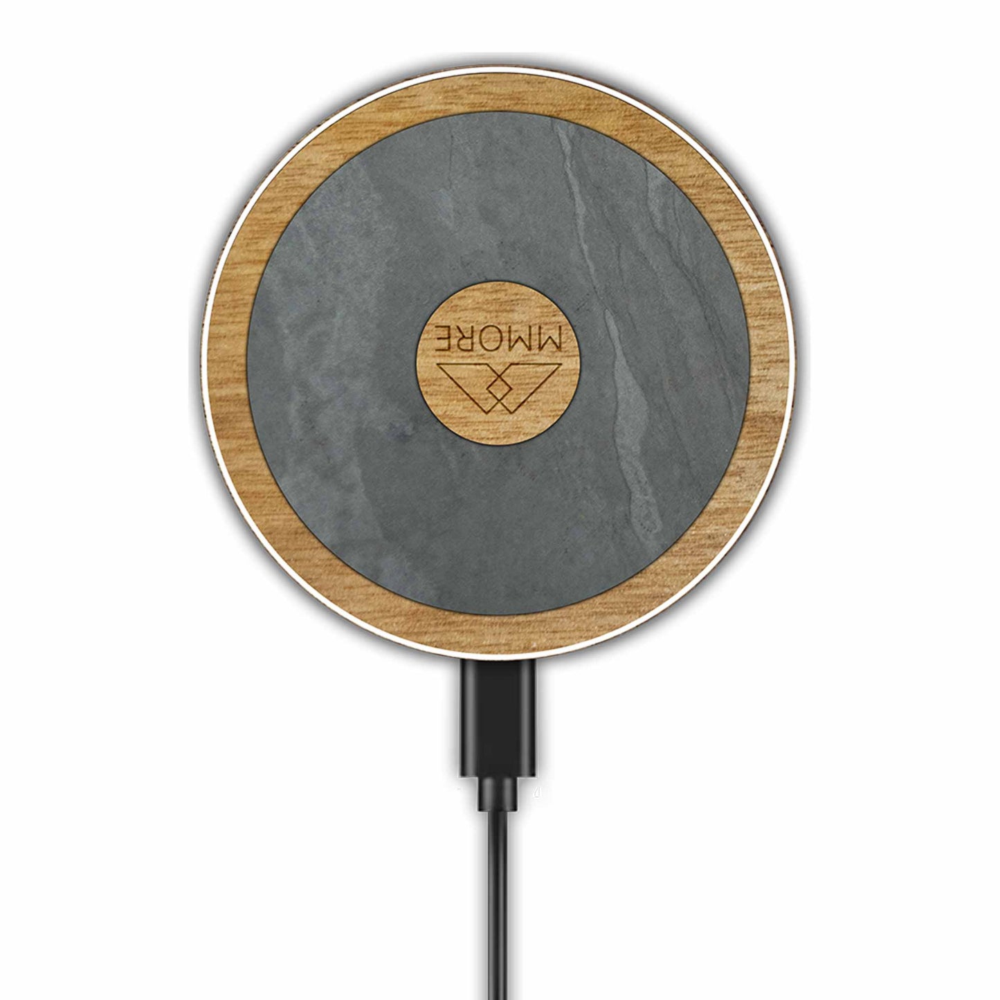 Cargador inalámbrico con material orgánico y de madera