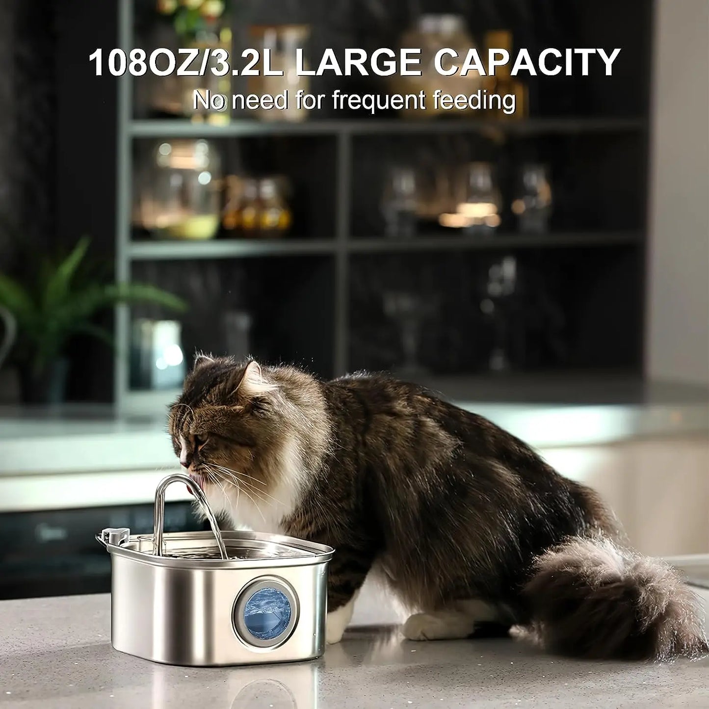 Stainless Steel Cat Water Fountain 3.2L Pet Water Fountain Dog Water Dispenser Automatic Cat Fountain Dog Bowls Cat Products