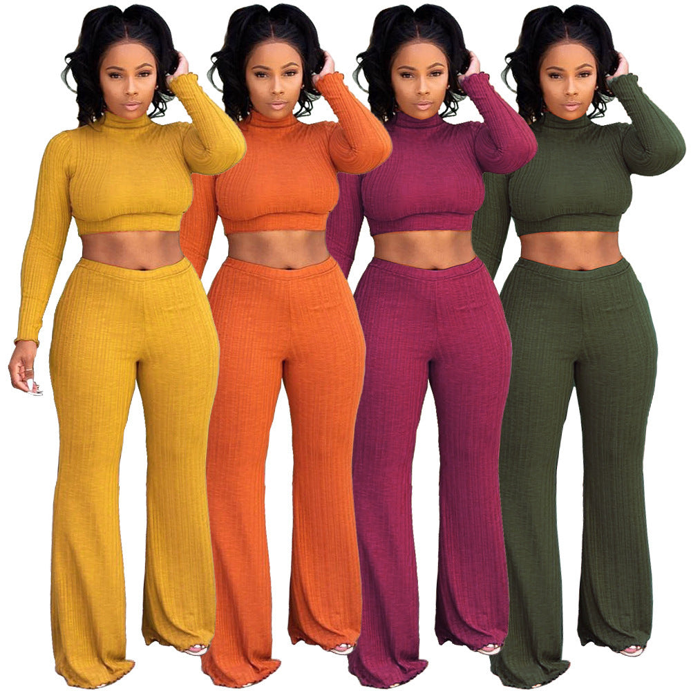 Midriff Outfit Wide Leg Pants