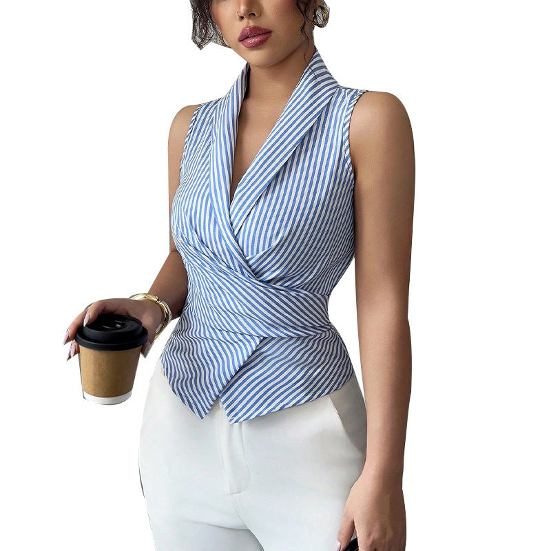 Striped Lace-up Vest