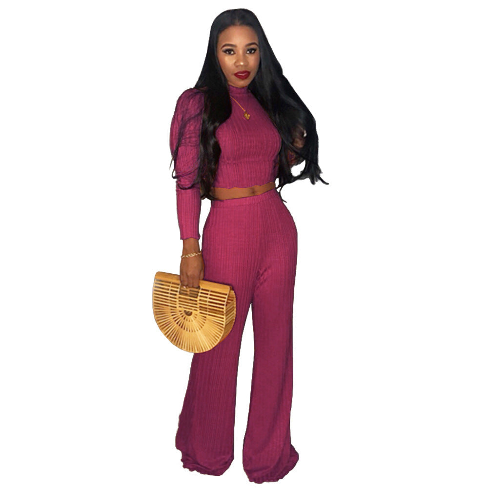 Midriff Outfit Wide Leg Pants