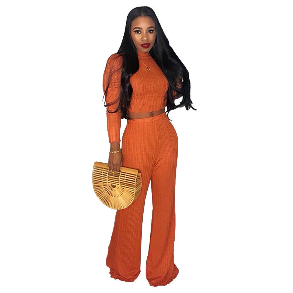 Midriff Outfit Wide Leg Pants