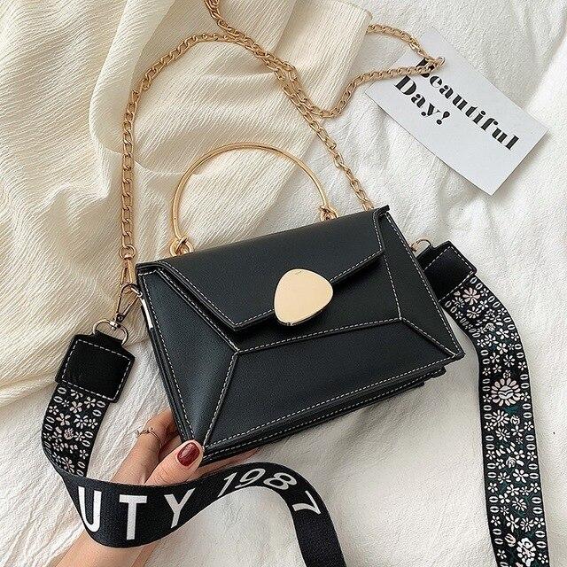 Contrast PU Leather Crossbody Shoulder Messenger Bag