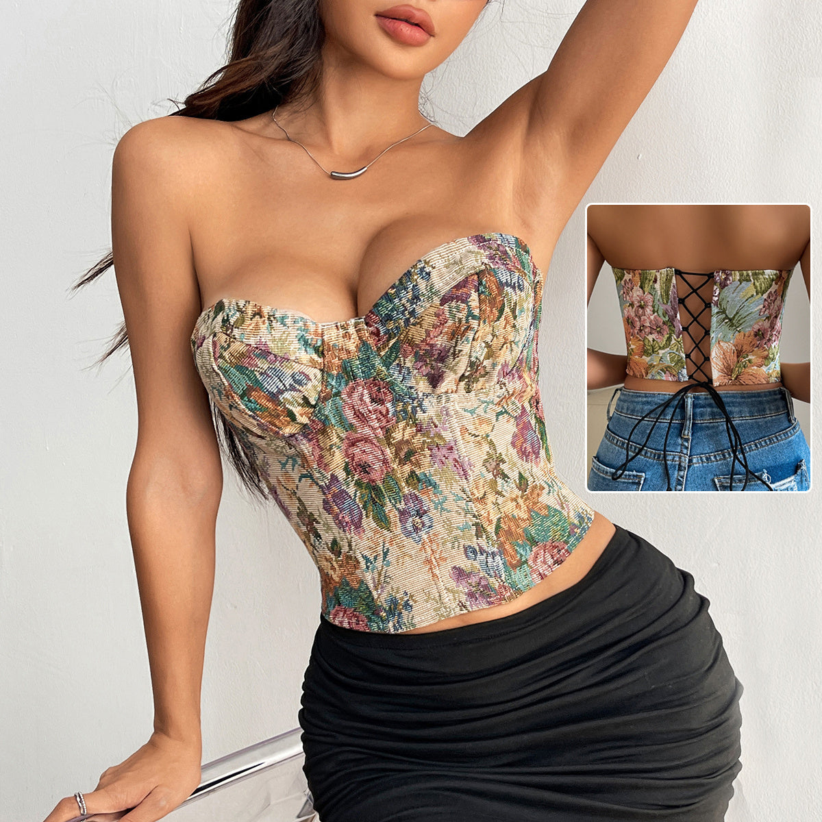 Floral Print Corset