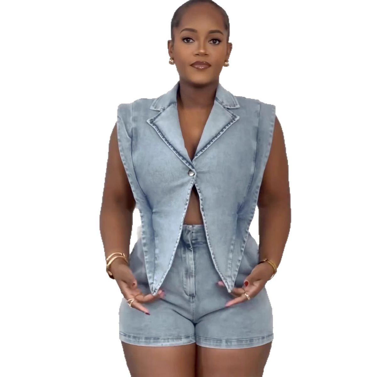 Casual Washed Loose  Siamese Shorts