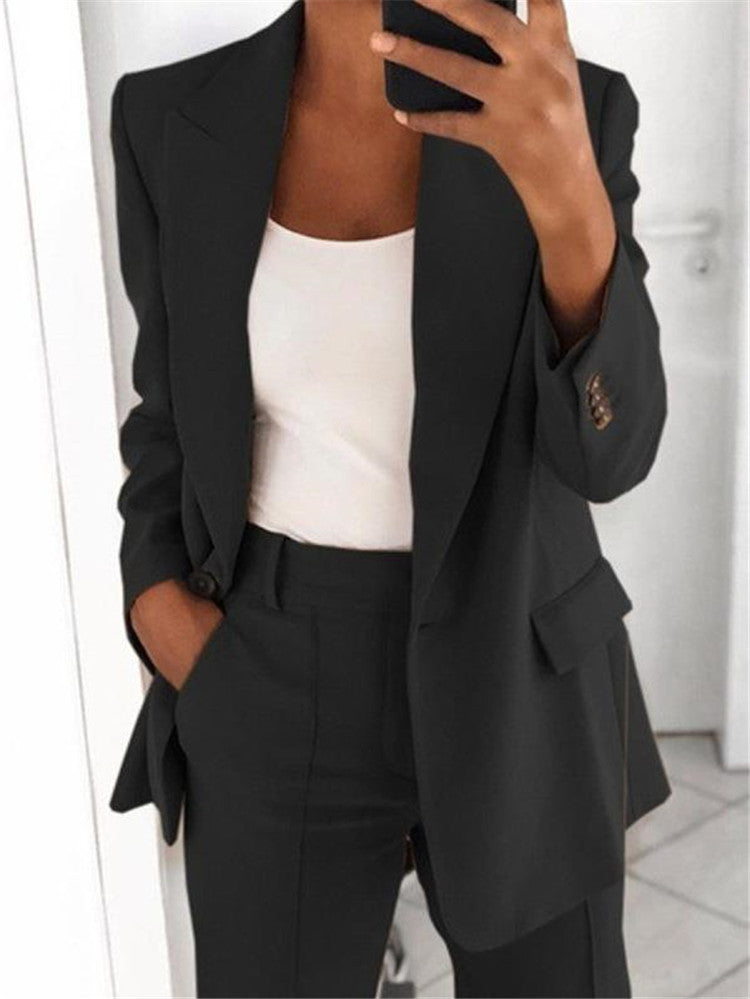 Lapel Blazer Jacket & Slim-fit Pocket Trousers