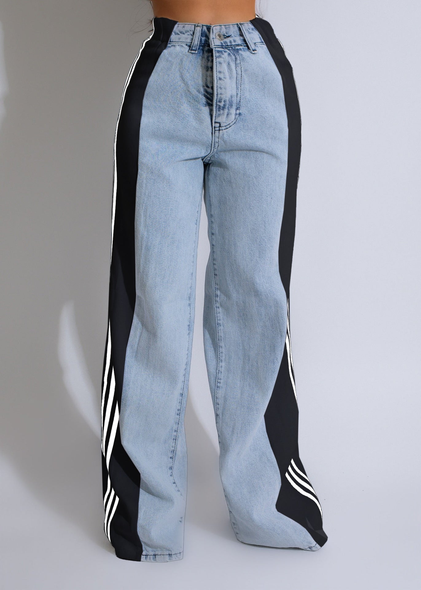 High Waist Three Stripe Patchwork Streetwear