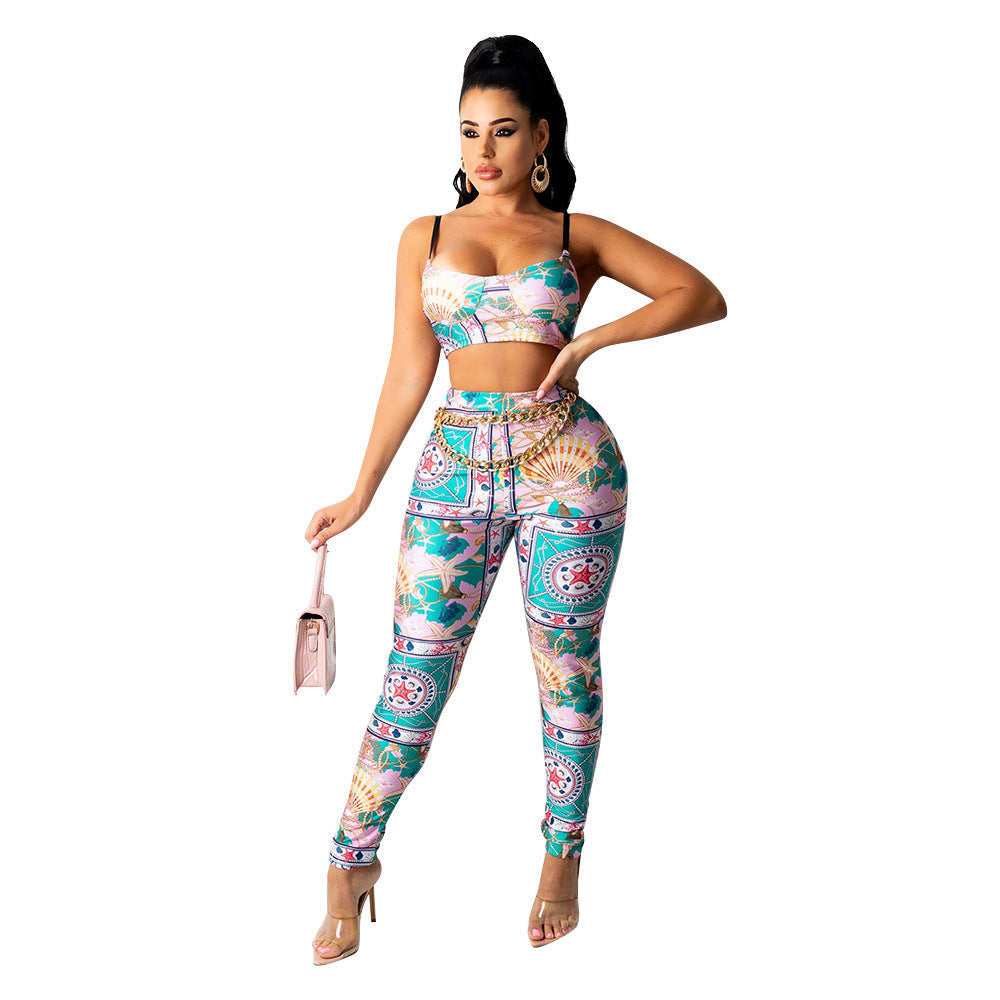 Print Pants Two-piece Set
