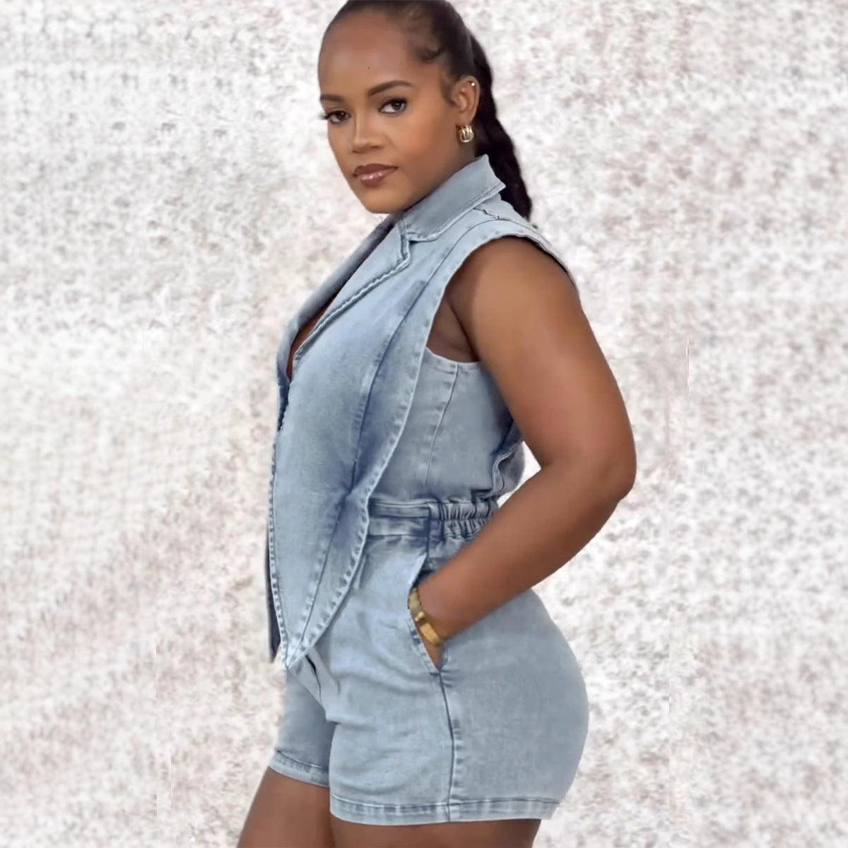 Casual Washed Loose  Siamese Shorts