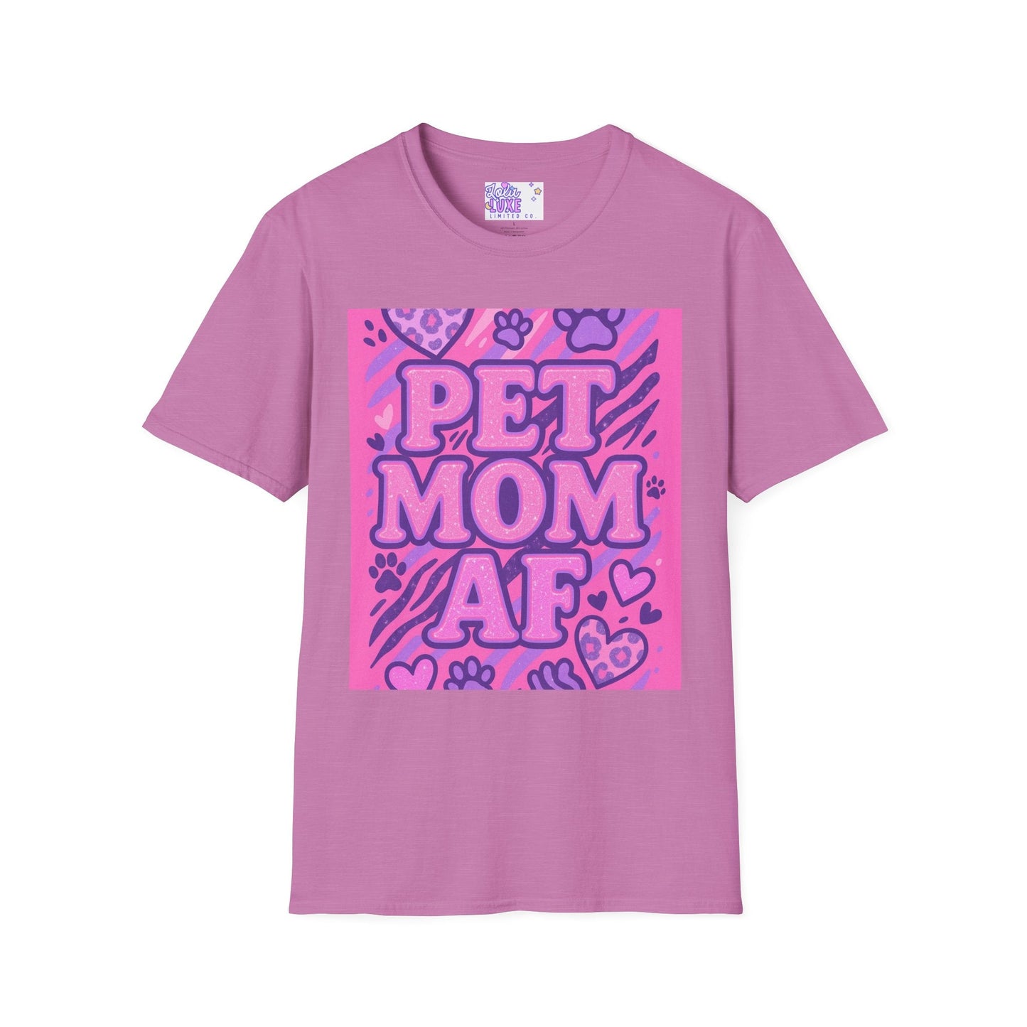 Pet Mom AF Unisex Softstyle Glam Tee - Cute Animal Lover Gift