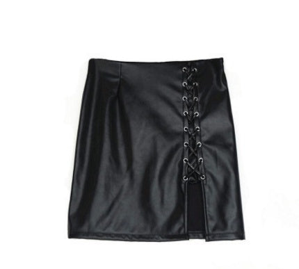Black Lace Up Skirt