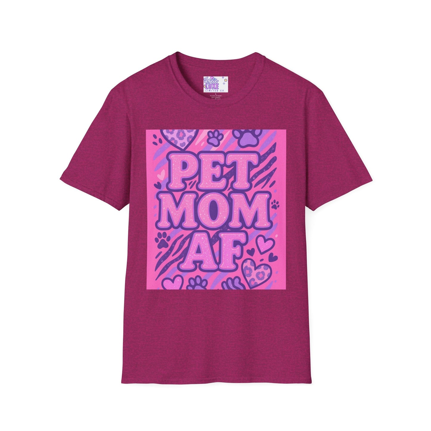 Pet Mom AF Unisex Softstyle Glam Tee - Cute Animal Lover Gift