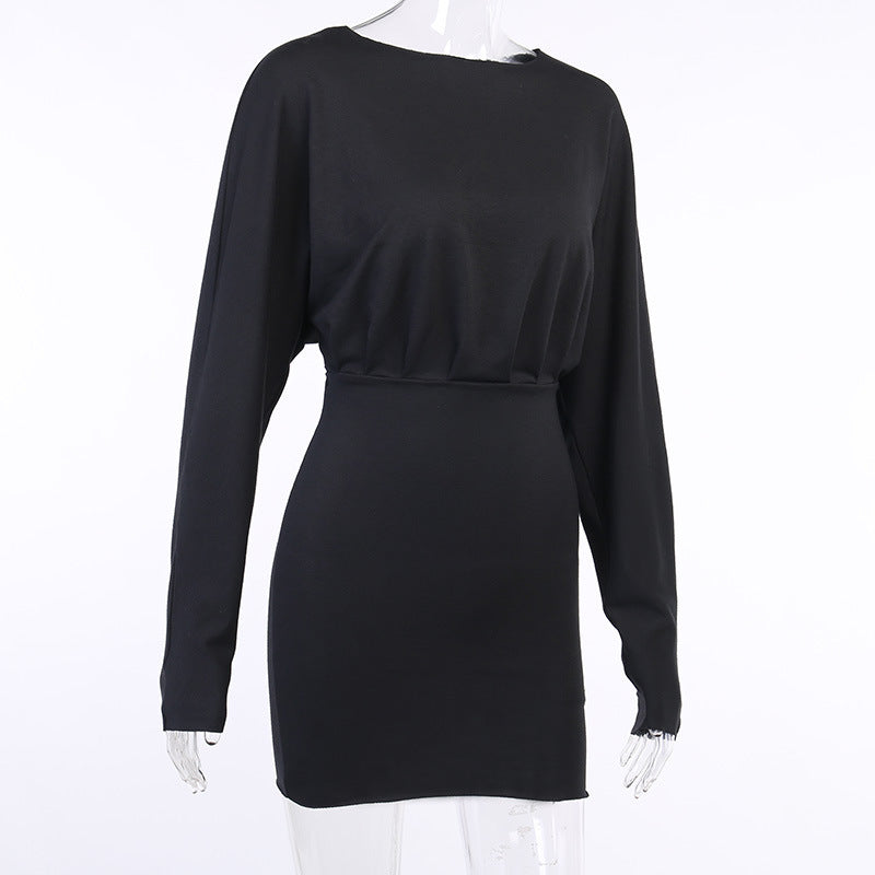 Drawstring cutout sweater dress