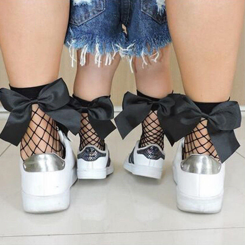 Fishnet Oversized Bow Socks