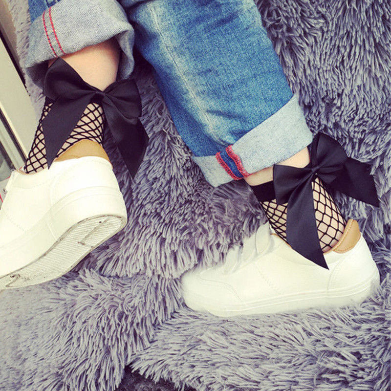 Fishnet Oversized Bow Socks