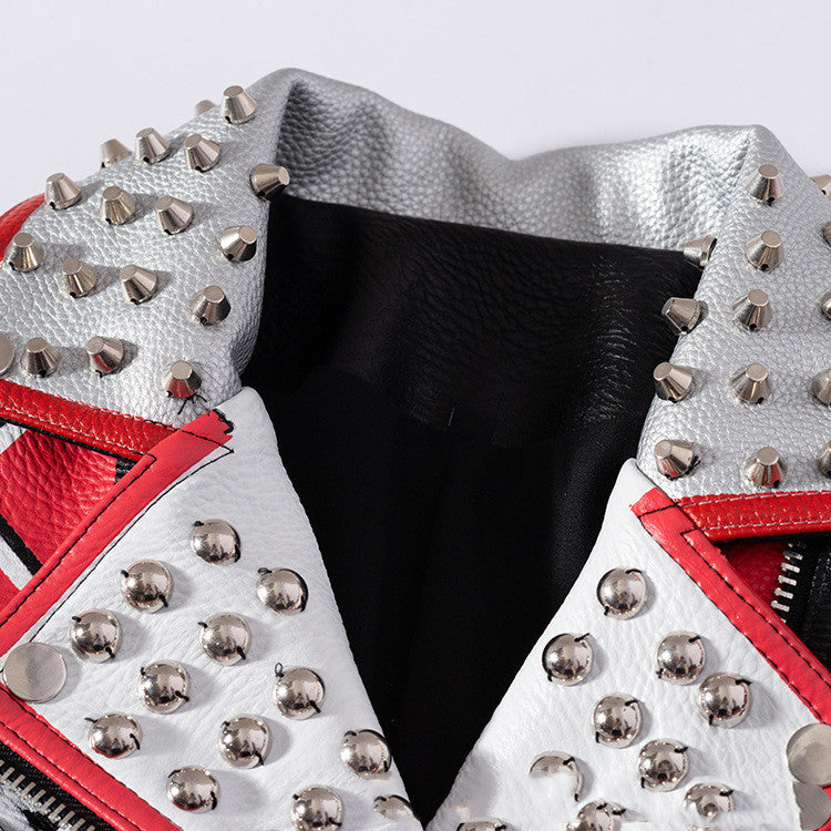 Graffiti Print Motorcycle Jacket