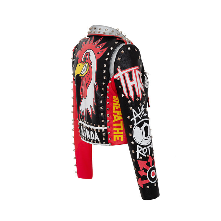 Graffiti Print Motorcycle Jacket