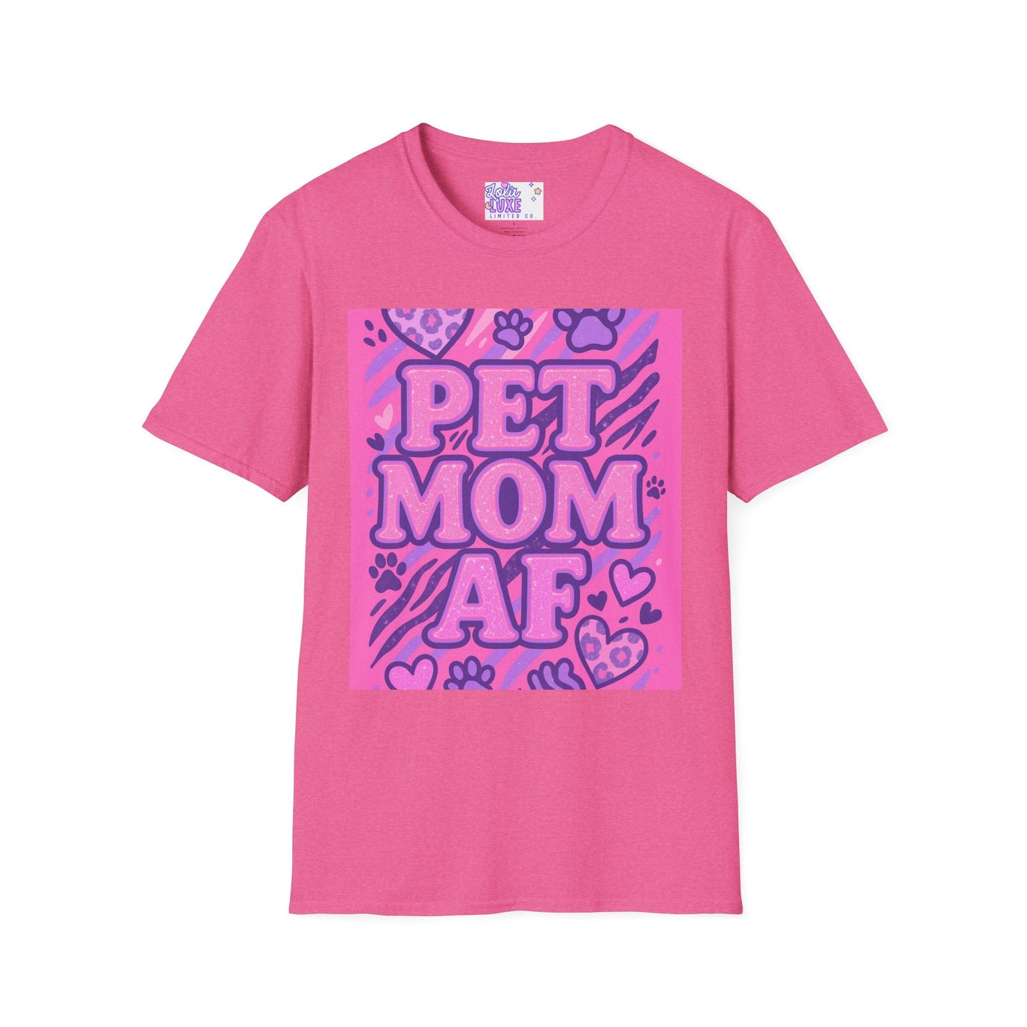 Pet Mom AF Unisex Softstyle Glam Tee - Cute Animal Lover Gift