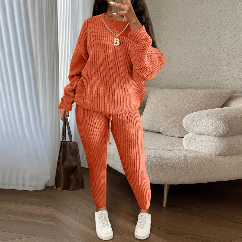 Ribbed Knit Pullover Sweater Top & Pants