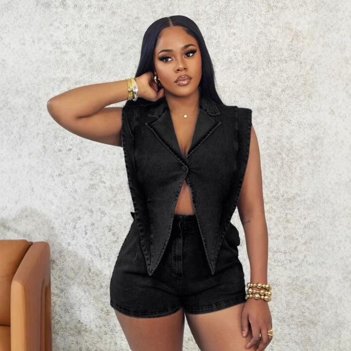 Casual Washed Loose  Siamese Shorts