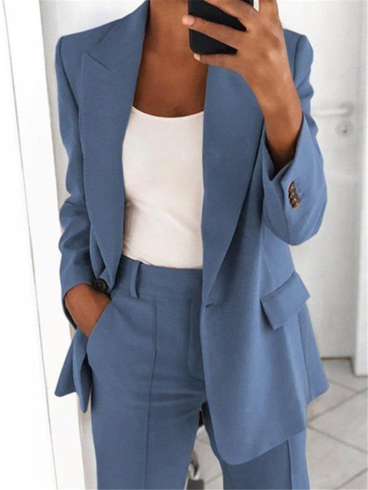 Lapel Blazer Jacket & Slim-fit Pocket Trousers
