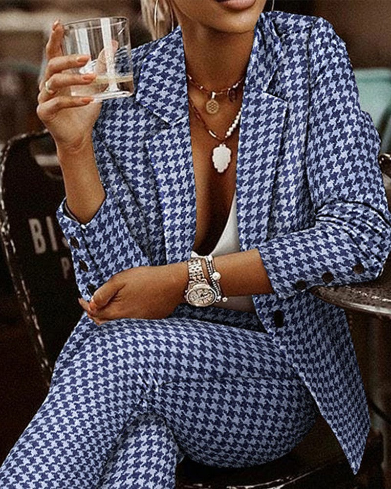 Plaid Lapel Suit Set