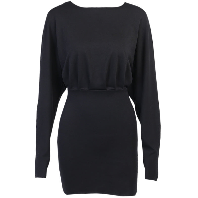 Drawstring cutout sweater dress