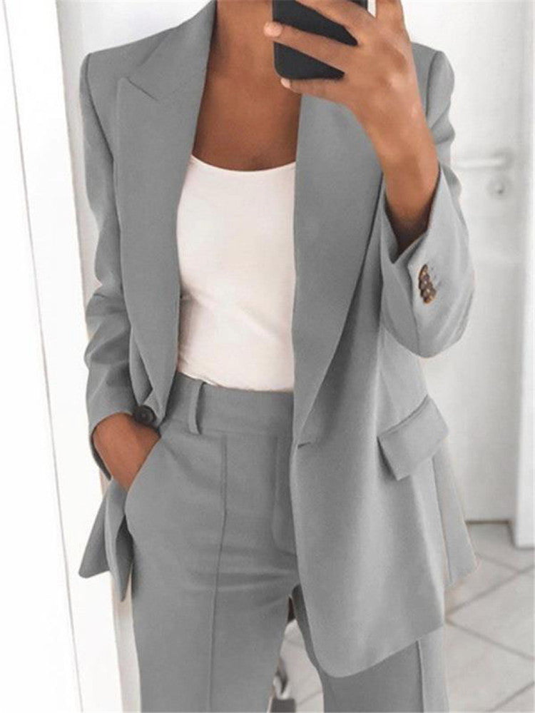 Lapel Blazer Jacket & Slim-fit Pocket Trousers