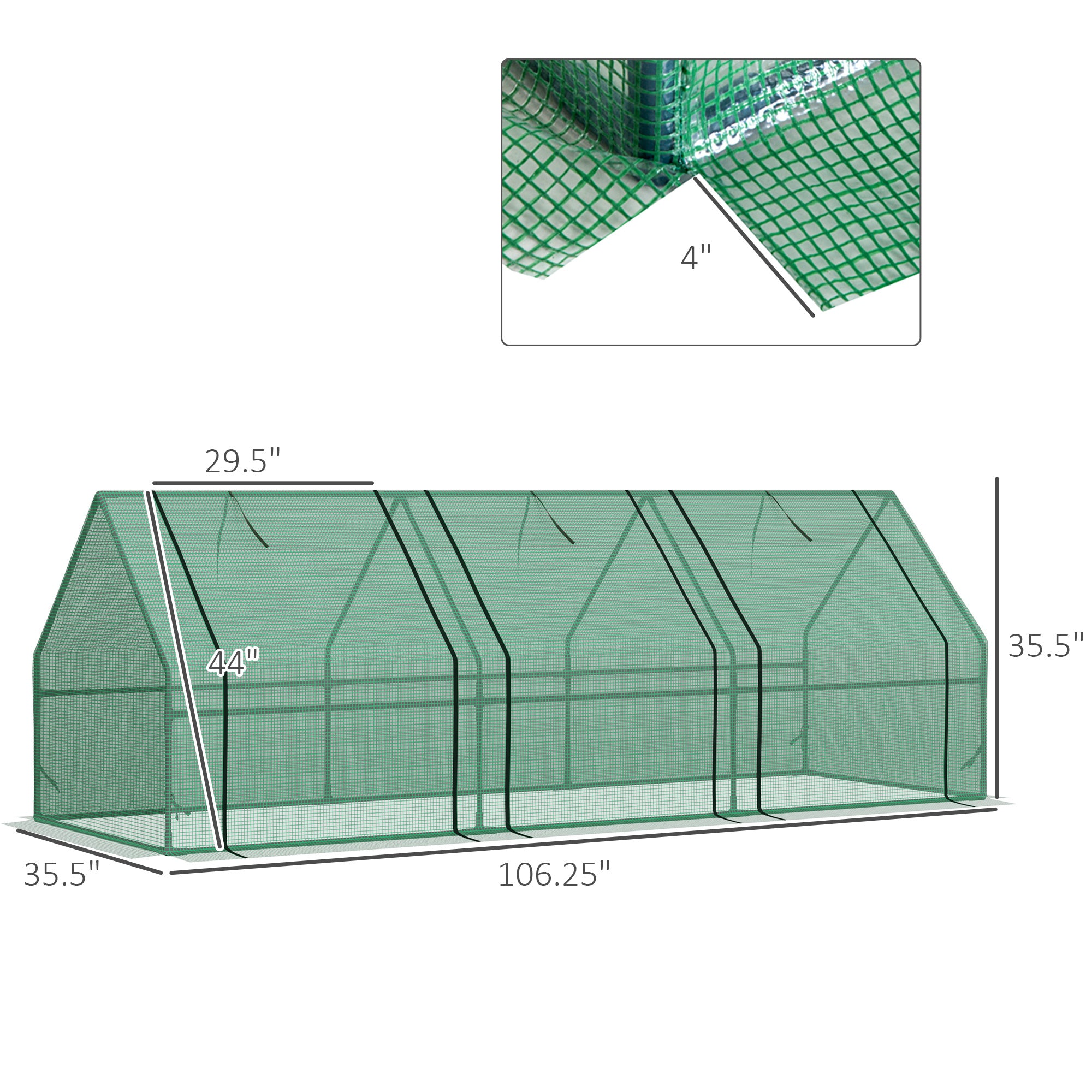 UV Resistant Portable Greenhouse 9'L X 3'W X 3'H Large Zipper