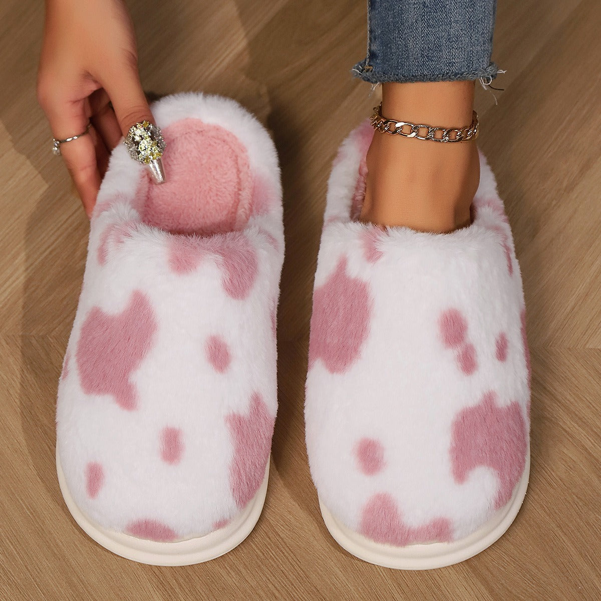 Plush Cow Slippers