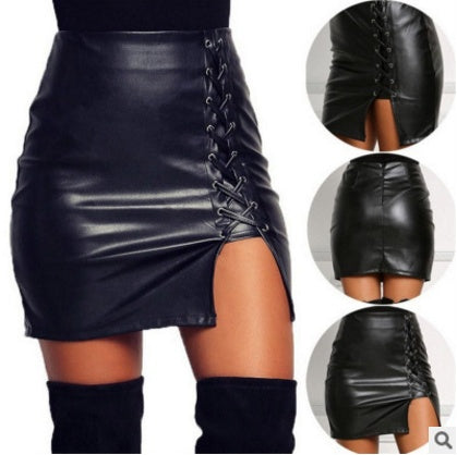 Black Lace Up Skirt