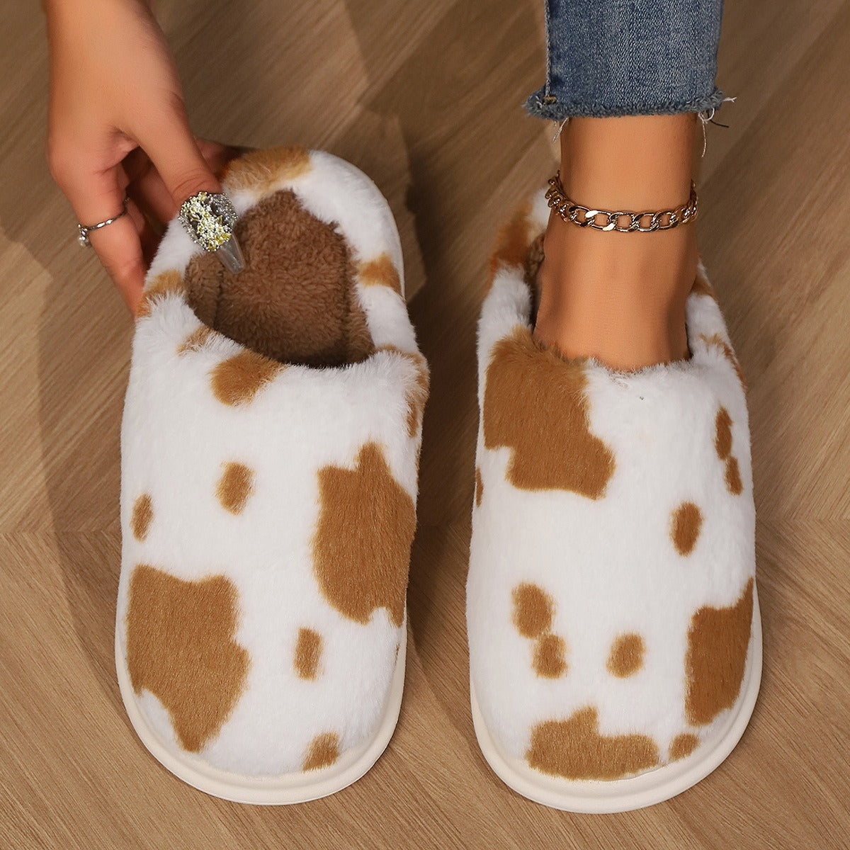 Plush Cow Slippers