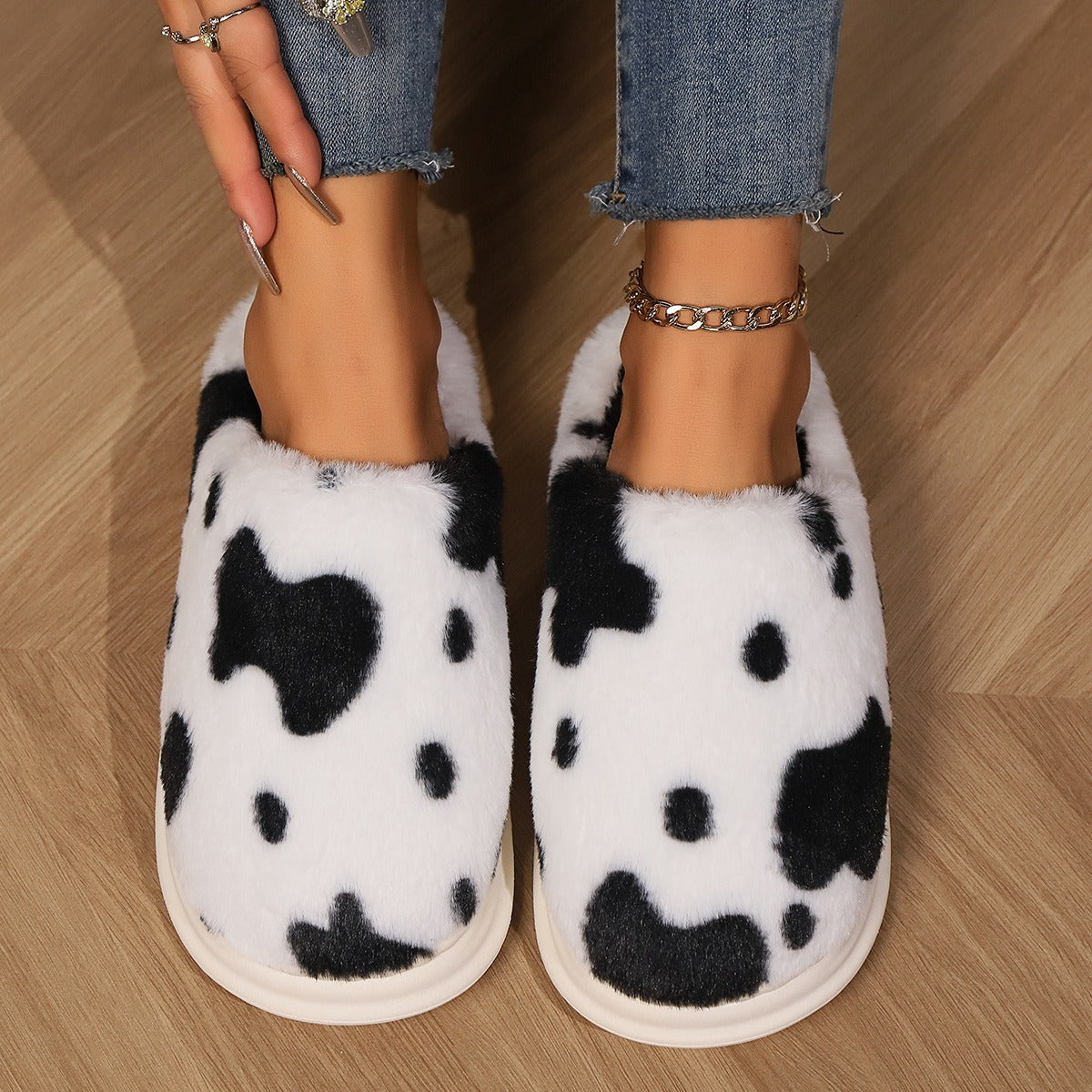 Plush Cow Slippers