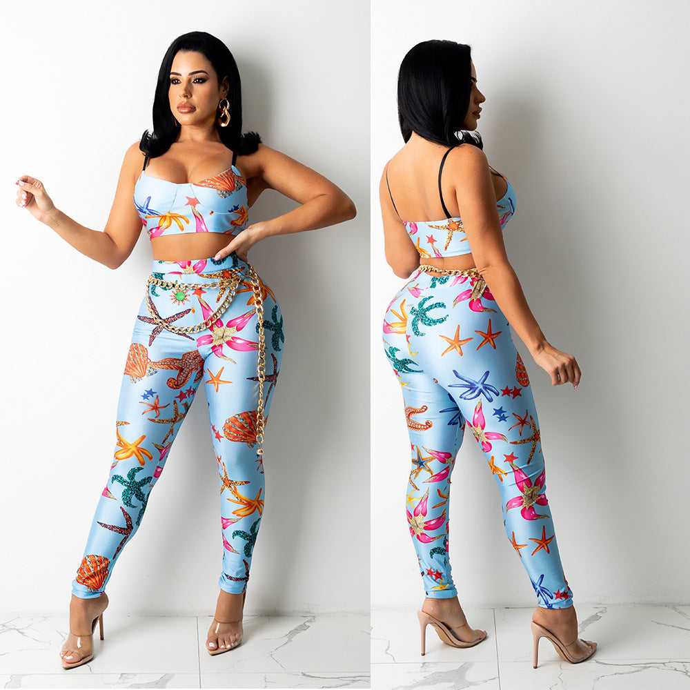 Print Pants Two-piece Set