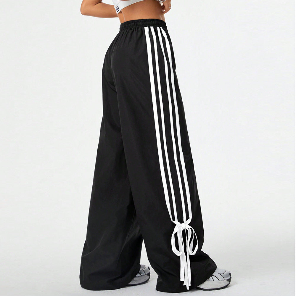 High Waist Wide Leg Cuffed Pants